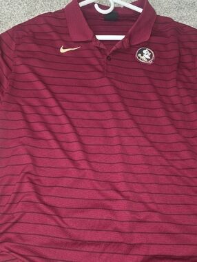 Nike  Florida State Men's Maroon Striped Polo with Team Logo Xxl